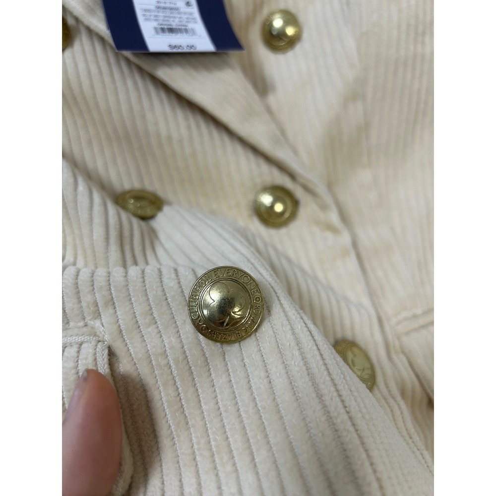 NWT Rowing Blazers Target Corduroy‎ Double Breasted Blazer Cream Gold Buttons XS - Picture 5 of 11